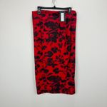 Bryn Walker  Sloan Skirt Stretch Jersey Pencil Midi Floral Red Pull On Medium NWT Photo 1