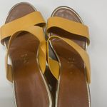 Contessa Italian Leather Shoes 8.5M Brown Mustard Yellow Strappy Wedge Sandals Size 8.5 Photo 7