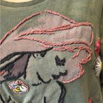 Disney Princess Ariel Embroidered T-Shirt - Green Pink Crew Neck Artsy Photo 5