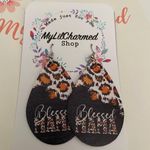 Handmade Blessed Mama Print Teardrop Earrings  Photo 0