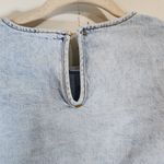 We Wore What NEW Cropped Light Wash Denim Women Medium 1/2 Sleeve Revolve Top Photo 12
