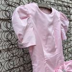 Betsy and Adam Vintage 80s Bubblegum Pink Drop Waist Puff Sleeve Ruffle Prom Dress Photo 6