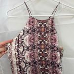 Lavender Brown women's pink geometric print high neck zip‎ lined mini dress S Photo 1