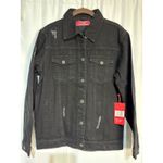 Red Label Patrol Jeans Black Distressed Denim Jacket Photo 1