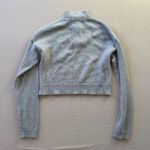 Striped Quarter Zip Crop Sweater Gray Size M Photo 1