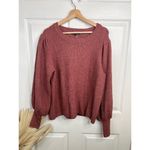 1. State  Sweater Womens Size XL Speckled Puff Sleeve Cozy Knit Mauve Brown Photo 1
