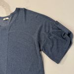 YA Los Angeles Asymmetrical Round Hem Button Cuff Top Women’s Large Slate Blue Photo 2