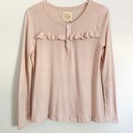 Chaser long sleeve ruffle button down top Sz S Photo 0