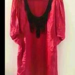 Ted Baker EMMAT Pink 100% Silk Top Dress Black Beaded Neckline Photo 2