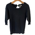 frenchi Lamb's Wool Rabbit Hair Sweater Womens S Black 3/4 Sleeve Open Back Photo 0