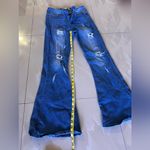 Women's Between US Jeans Wide Leg Jeans Size 9 . Light Blue Ripped In Front. 70s Photo 12