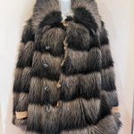 Custom Made Luxurious Faux Fur Striped Coat large. Photo 1