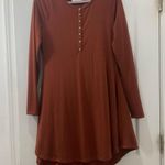 Zenana Soft brown long sleeve tunic dress with buttons  Photo 0
