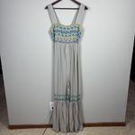 Natural Life Jumpsuit Womens XL Gray Embroidered Floral Wide Leg Boho Hippie New Photo 1
