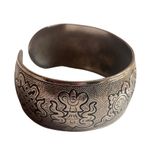 Antique Silver Tibetan Buddha Symbols Cuff Good Fortune Vintage Bracelet Photo 1