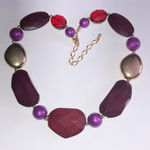 Deep Red Purple Chunky Beaded Boho Retro Statement Necklace Photo 0