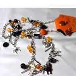 Source Unknown NWT Halloween Pumpkin Earrings & Dangle Charms Silver Tone Chain 20" Necklace Photo 3