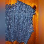 ZARA  Metallic Blue Wool blend Cable Knit Frayed Sleeveless Crop Top size s Photo 8