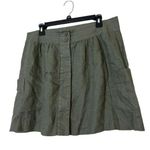 Andrea Jovine Workshop Army Green Linen Skirt Womens Sz 12 Button Up Coastal Photo 0