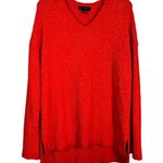 Sanctuary Red Orange Knobby Knit V-Neck Longline Sweater Large L High Low Photo 0