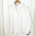 ALANI The Grey White Poplin Pearl Button Down Long Sleeve Shirt Size Large Photo 0