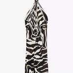 ZARA  animal print Zebra Print Halter Dress midi maxi evening party cocktail  Photo 11