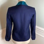 Smythe Les Vestes Navy Blue with Contrast Satin Lapel Crop Blazer 4 Photo 7