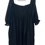 Chic Soul Black Mini Dress Sparkle Square Neck Long Sleeve Babydoll Coquette 3X Photo 0