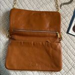 Tory Burch  brown leather logo fold over gold chain rare crossbody bag Photo 4