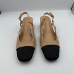 JustFab JF Gracie Block Heel Slingback Pumps Beige Black Square‎ Toe Classic Women's 8 Photo 1