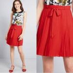 Modcloth  Purely Pretty Red pleated miniskirt with bow Photo 1