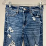American Eagle  High Rise Jegging X-Long Sz 4 Distressed Whiskered Medium Wash Photo 2