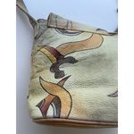 Vintage Magnifique Painted Peacock Art Leather Butterfly Floral Shoulder Bag White Photo 14