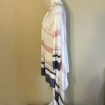 Rachel Zoe  Ivory Pink Gray Striped Long Sleeve Open Front Knit Cardigan Large Photo 1