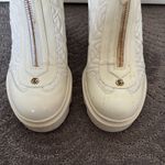 Gucci  Trip Zip Front Combat Boots White Rhombus GG Quilted Block Heel Size 37.5 Photo 2