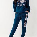 True Religion NWT Teal World Tour Boyfriend Joggers Size L New w/Tag Retail $109 Photo 8