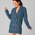 BuddyLove Blue Green and Gold metallic tweed Blazer dress Size Medium Photo 4