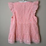 Lilly Pulitzer  Keila Top Womens 4 Peach Hyacinth Floral Arch Eyelet Shirt Blouse Photo 1