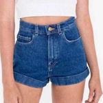 American Apparel Denim High Waisted Women's Jean Cuff Shorts Size 25 Made in USA Photo 0