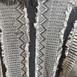 Nic+Zoe  Womens Cardigan Sweater Sz M Gray Aztec Open Front Fringe Trim Photo 8