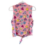 Disney  Lilo And Stitch Pink Sleeveless Top Tie waist Button Up Shirt M NWOT Photo 1