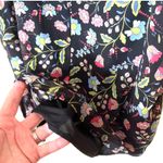 Nanette Lepore Black Floral Flutter Sleeve Top Sheer Ruffle Neck Size Small EUC Photo 2