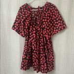 Free People  Jodie Printed Tunic Small Chocolate Pink Dot Flowy Oversized Photo 8