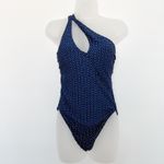Trina Turk NWT  Adeline Maillot One Shoulder Cutout Swimsuit Navy‎ Size 10 Resort Photo 2