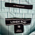 Lands' End Blue Plaid Button Down Sleeveless Lightweight Airy Crunchy Hiking Size 18 Photo 4