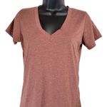 SKY AND SAND Womens T Shirt Size S V Neck Short Sleeve Red Blend Casual Top Brown Photo 3