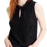 J.Crew New Lace Ruffle Neck Top Black Photo 0