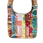 Vtg Women's Purse Colorful Textured Material‎ Middle Snap Closure Boho Photo 1