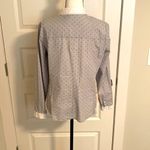 New York & Co. .|| Black/white striped dot collared button down long sleeve top Photo 6