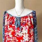 THE PIONEER WOMAN | Colorful Boat Neck Mixed Floral Print Tunic Top Sz L Red Size L Photo 2